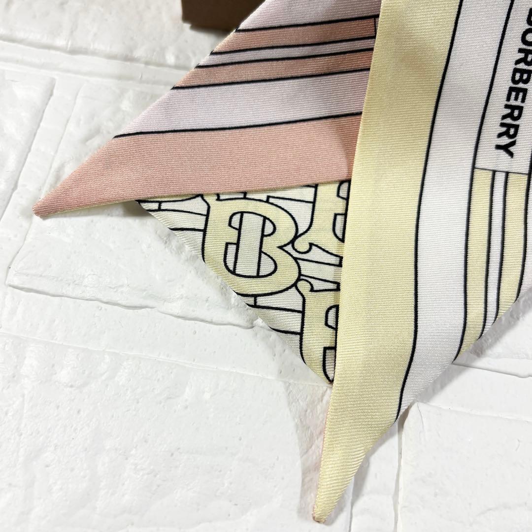 【未使用】BURBERRY バーバリー　スキニーシルク　スカーフ　ロゴ入り