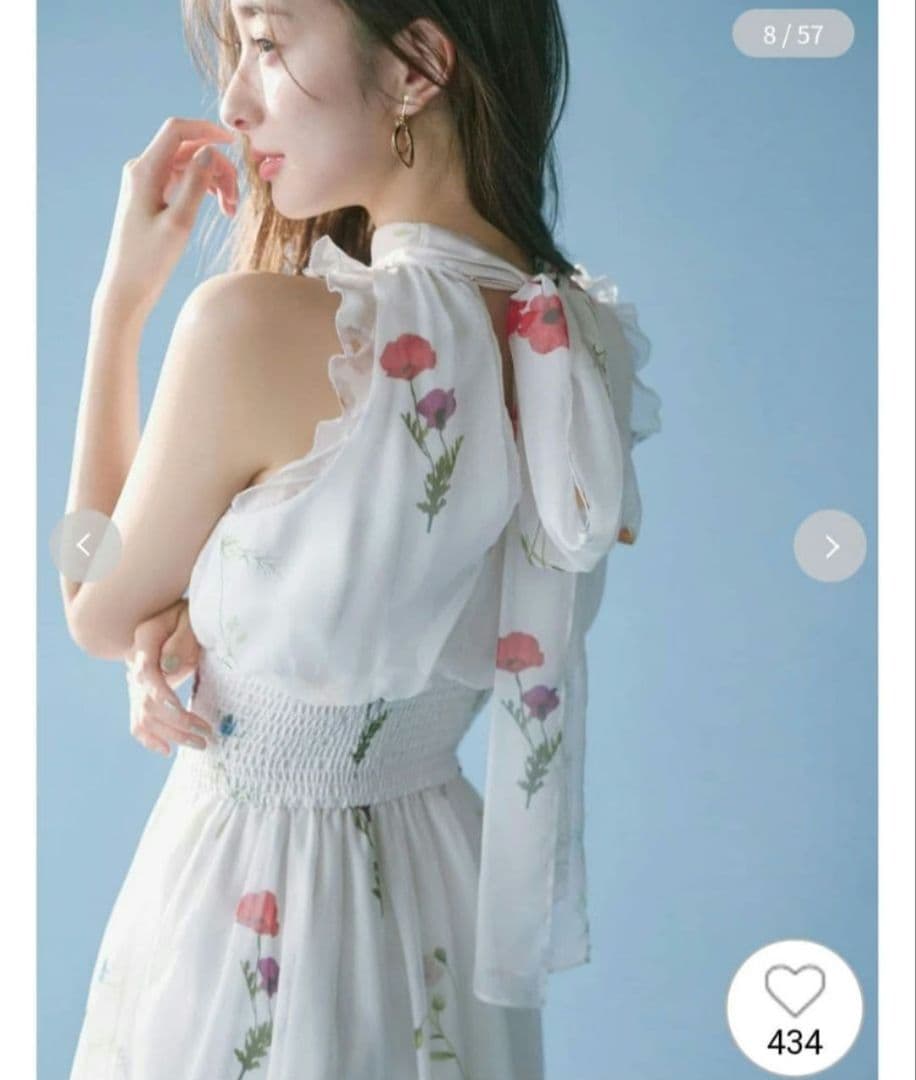 新品タグ付　バックリボンシフォンワンピース　白 SNIDEL