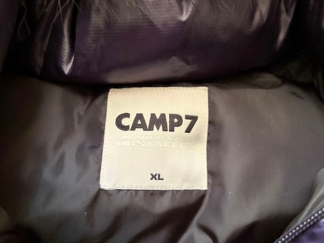 CAMP7 キャンプセブン 光沢 ダウンベスト 2way ファー フード付き 紫