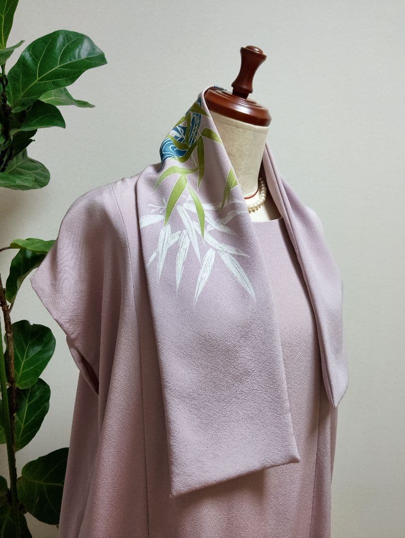 着物リメイク❀色留袖ドレスボレロ❀水鳥金彩正絹薄紫❀