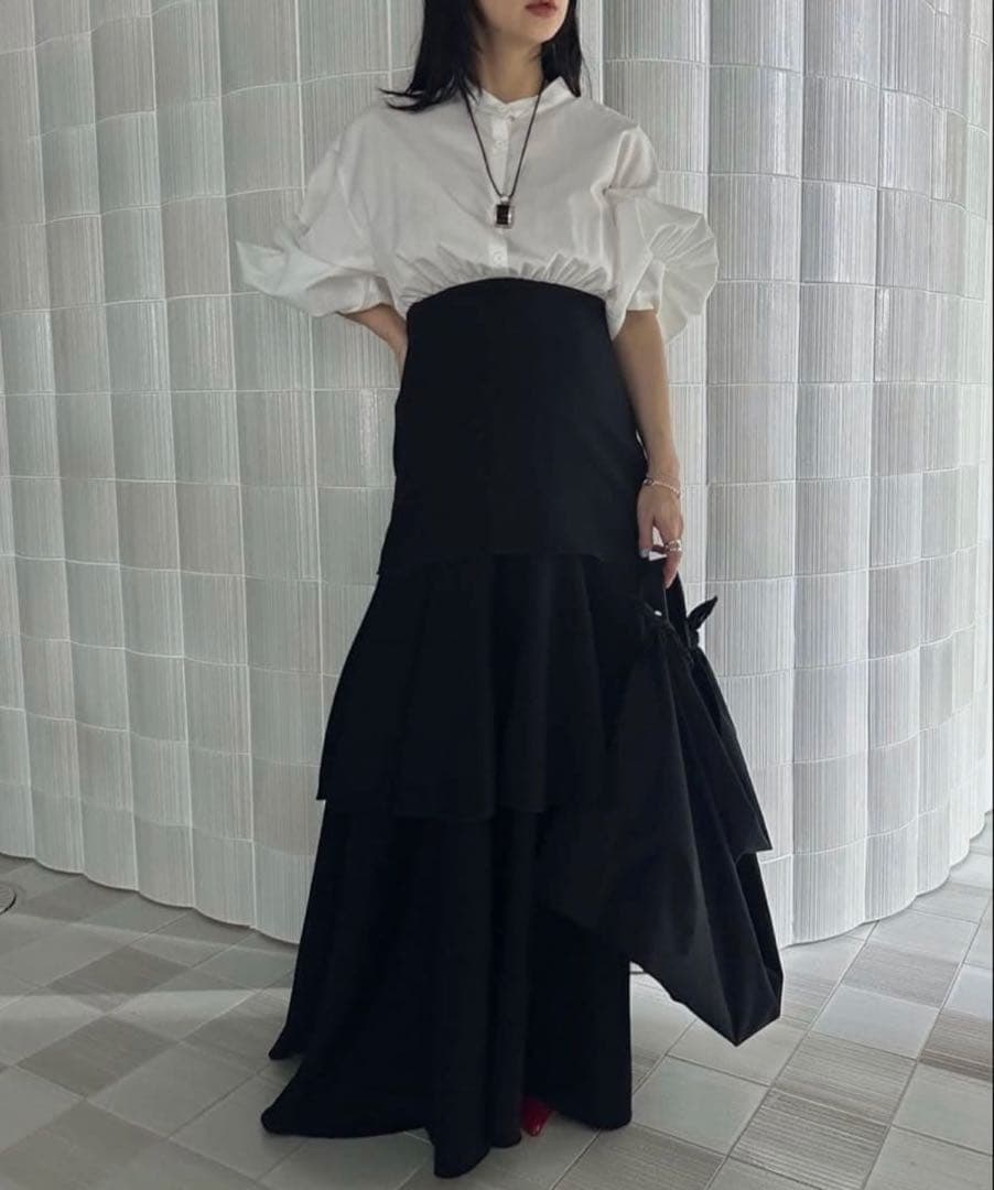 【未使用】Ameri SHIRT DOCKING TIERED DRESS S