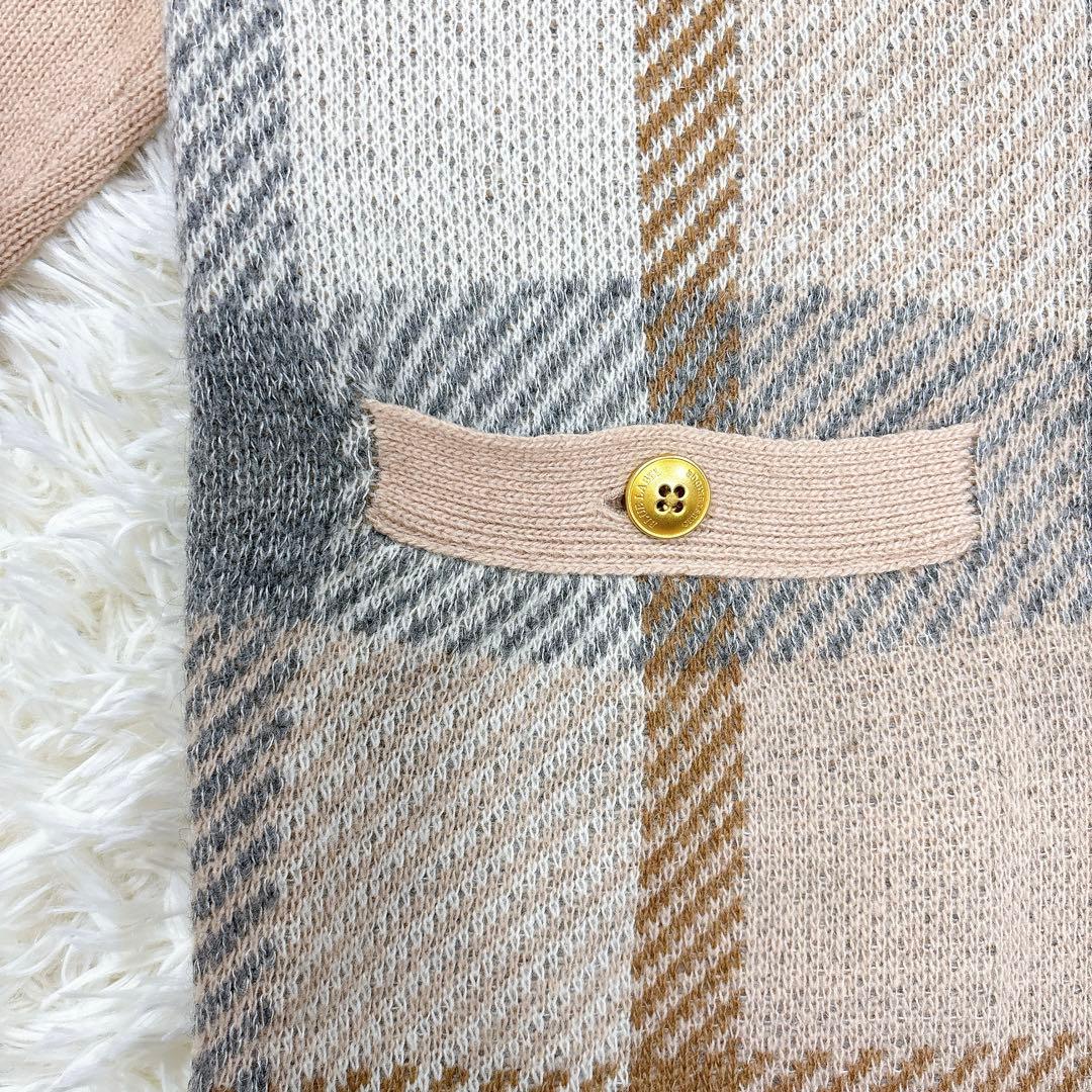 ブルーレーベル✨ウールモヘヤワンピース✨クレストブリッジチェック✨ピンク金ボタン