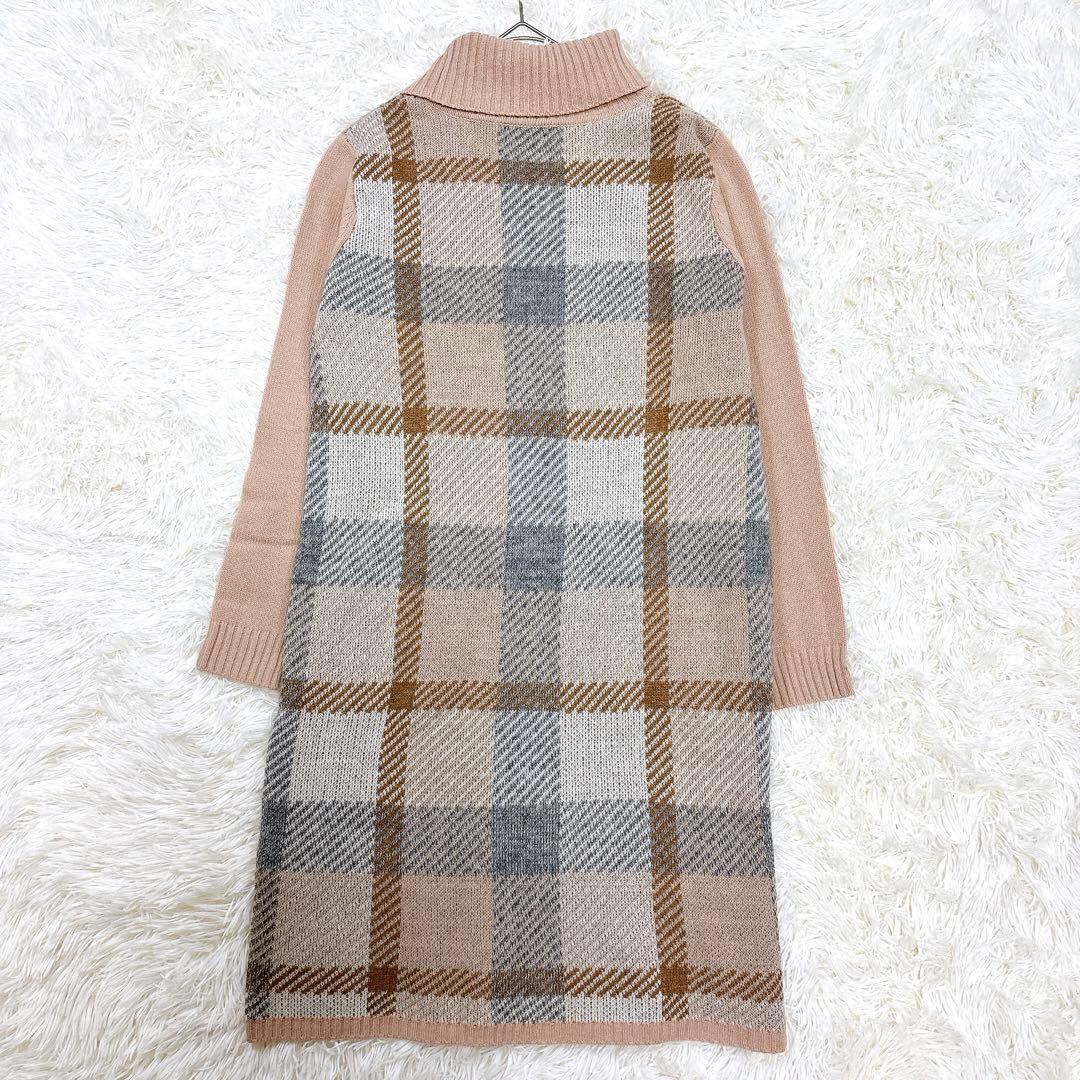 ブルーレーベル✨ウールモヘヤワンピース✨クレストブリッジチェック✨ピンク金ボタン