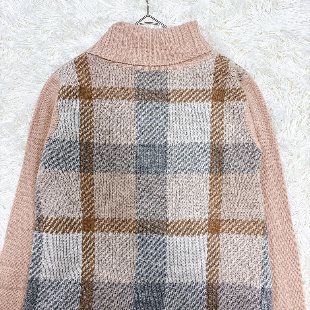 ブルーレーベル✨ウールモヘヤワンピース✨クレストブリッジチェック✨ピンク金ボタン
