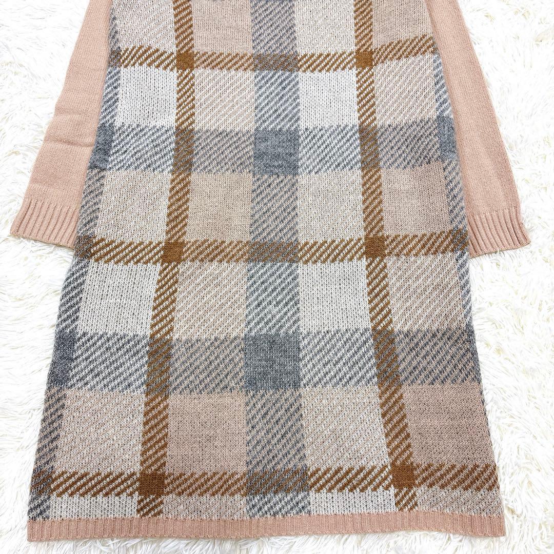 ブルーレーベル✨ウールモヘヤワンピース✨クレストブリッジチェック✨ピンク金ボタン