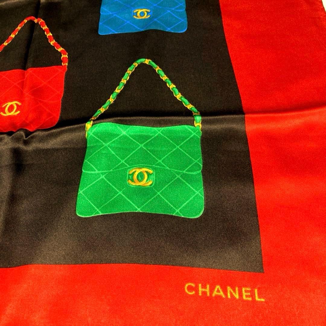 CHANELシルク大判スカーフ★美品.マトラッセ.バッグ柄.ヴィンテージ、タグ付