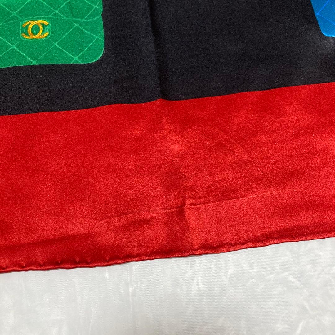 CHANELシルク大判スカーフ★美品.マトラッセ.バッグ柄.ヴィンテージ、タグ付
