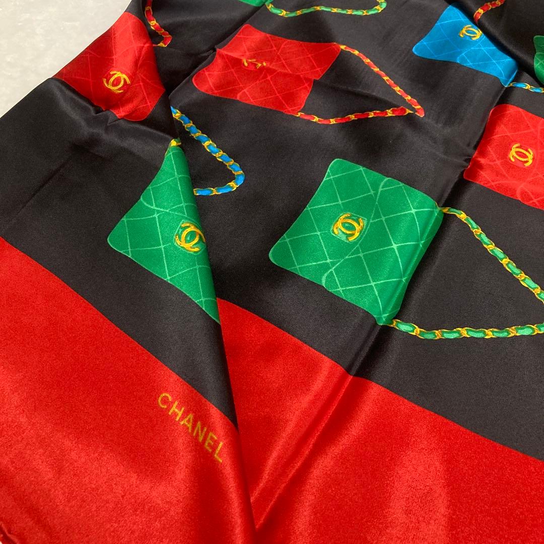 CHANELシルク大判スカーフ★美品.マトラッセ.バッグ柄.ヴィンテージ、タグ付