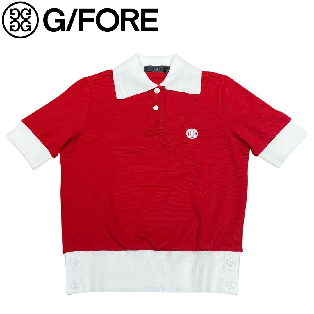 【未使用訳アリ】定価5.2万円 G/FOREレディース半袖ポロシャツ 赤