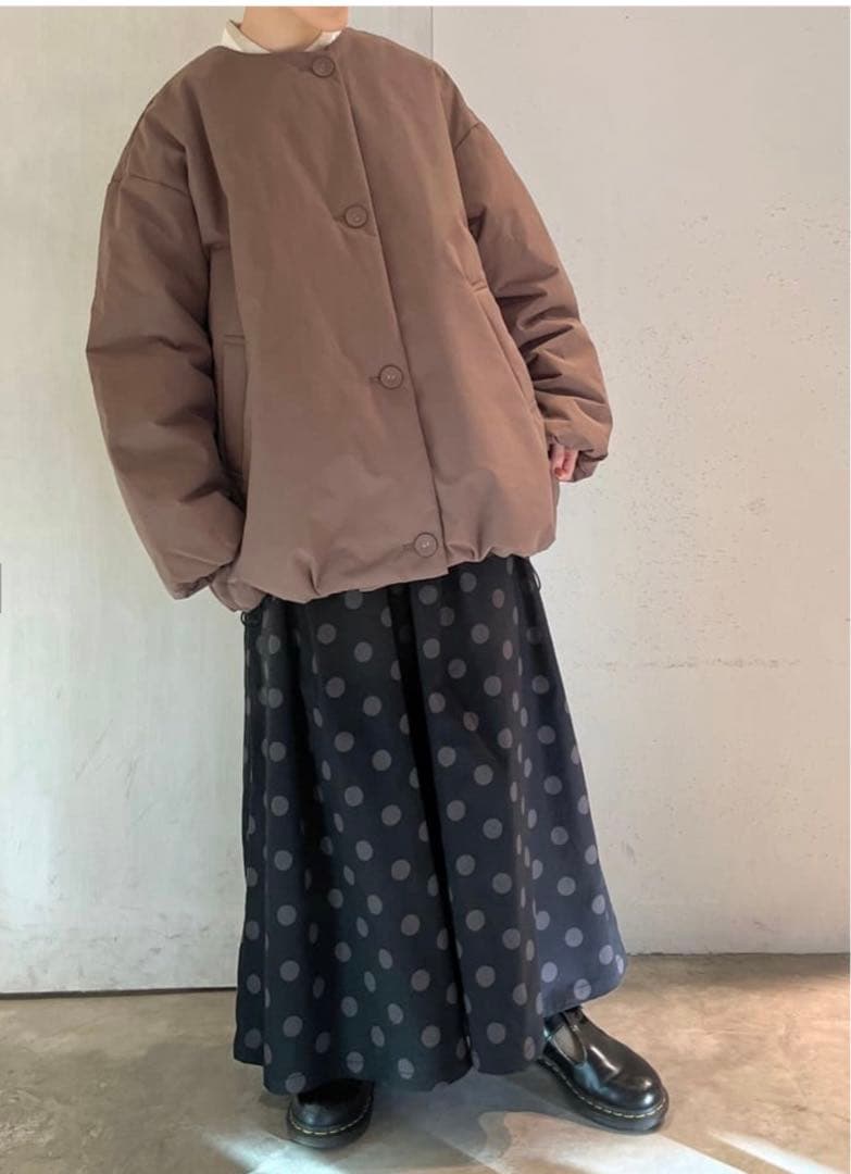 nop de nod ノップドゥノッド ノーカラー中綿ショートコートモカ 新品