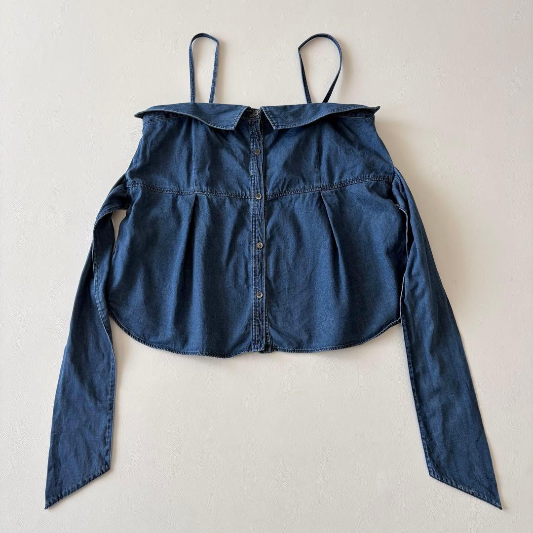 ■美品23区【定価２.1】大きいサイズ洗えるライトダンガリー ビスチェ46