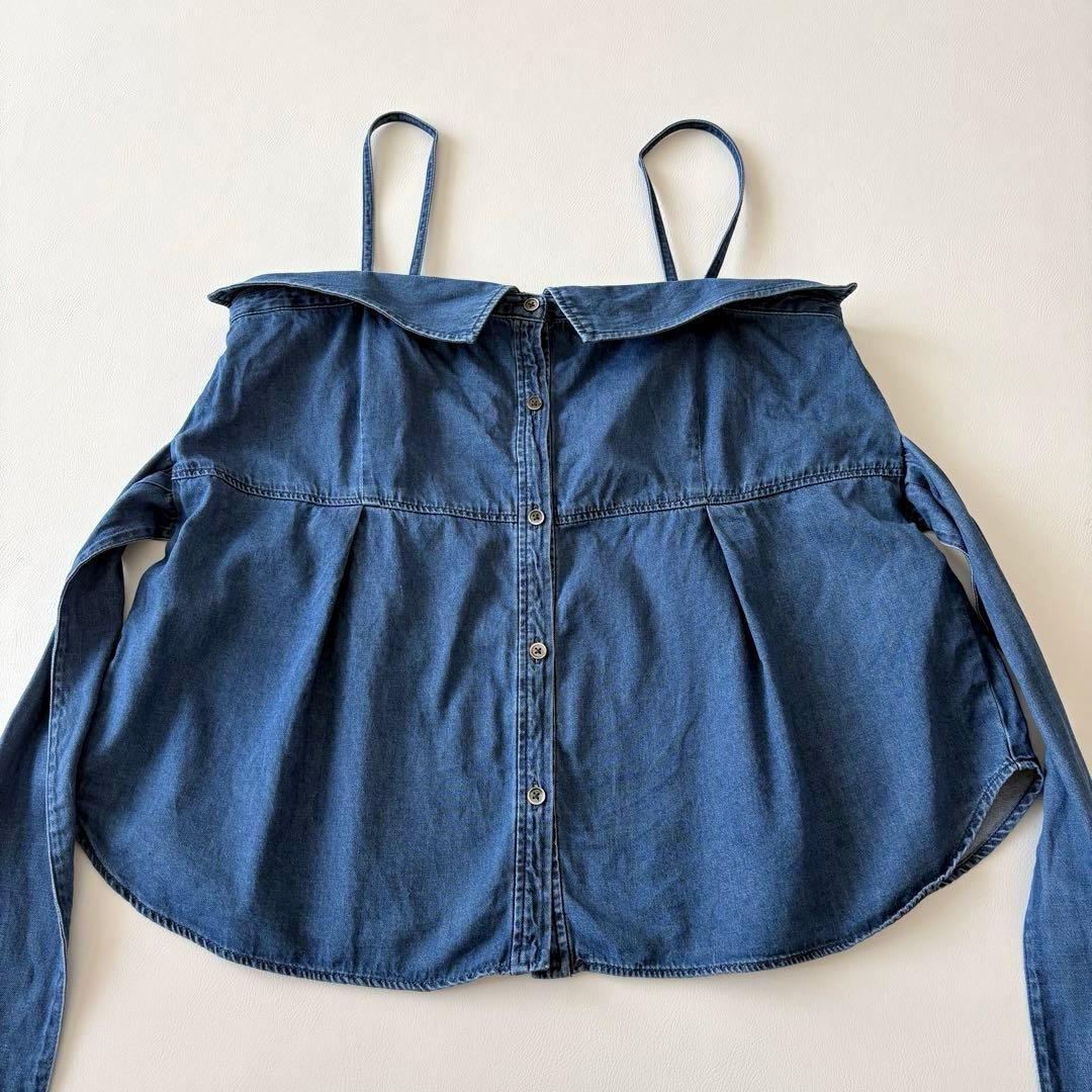 ■美品23区【定価２.1】大きいサイズ洗えるライトダンガリー ビスチェ46