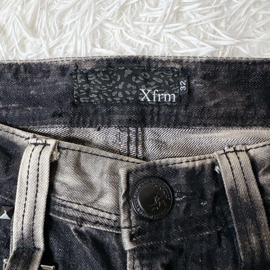 Xfrm トランスフォーム フレア ブーツカット デニム スタッズ 刺繍 y2k