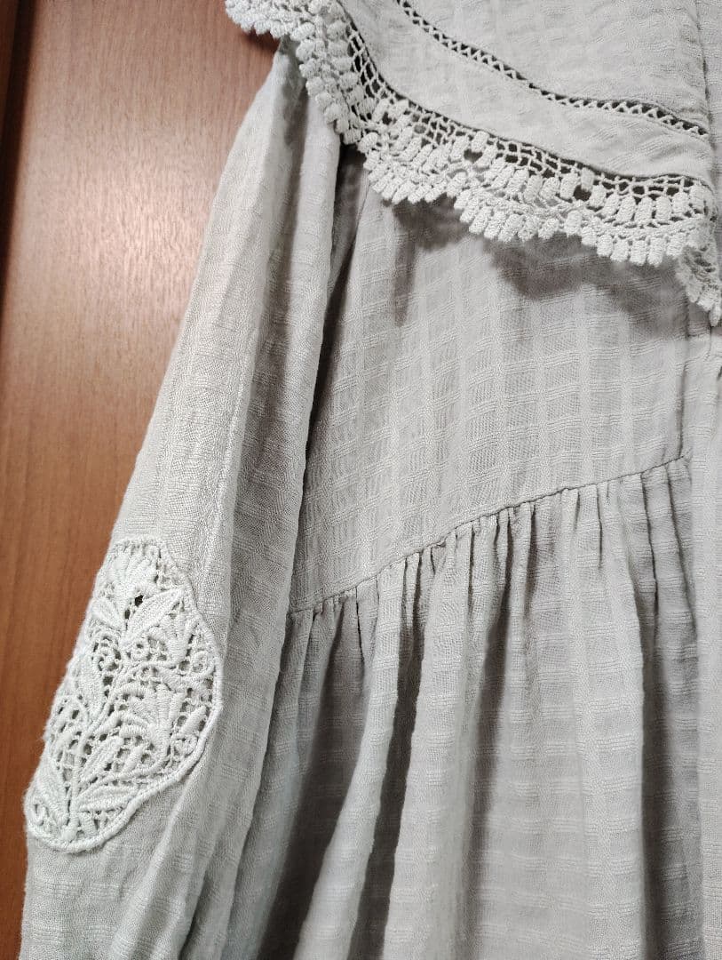 TSUHARU by Samansa Mos2パーツレース刺繍ワンピース　ミント