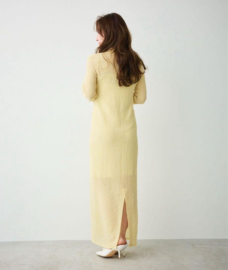 Aimeine ストレッチシアーポロワンピース　イエローM