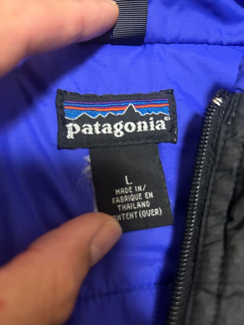 Patagonia ダウンベスト L 黒/青 パフボール puffball