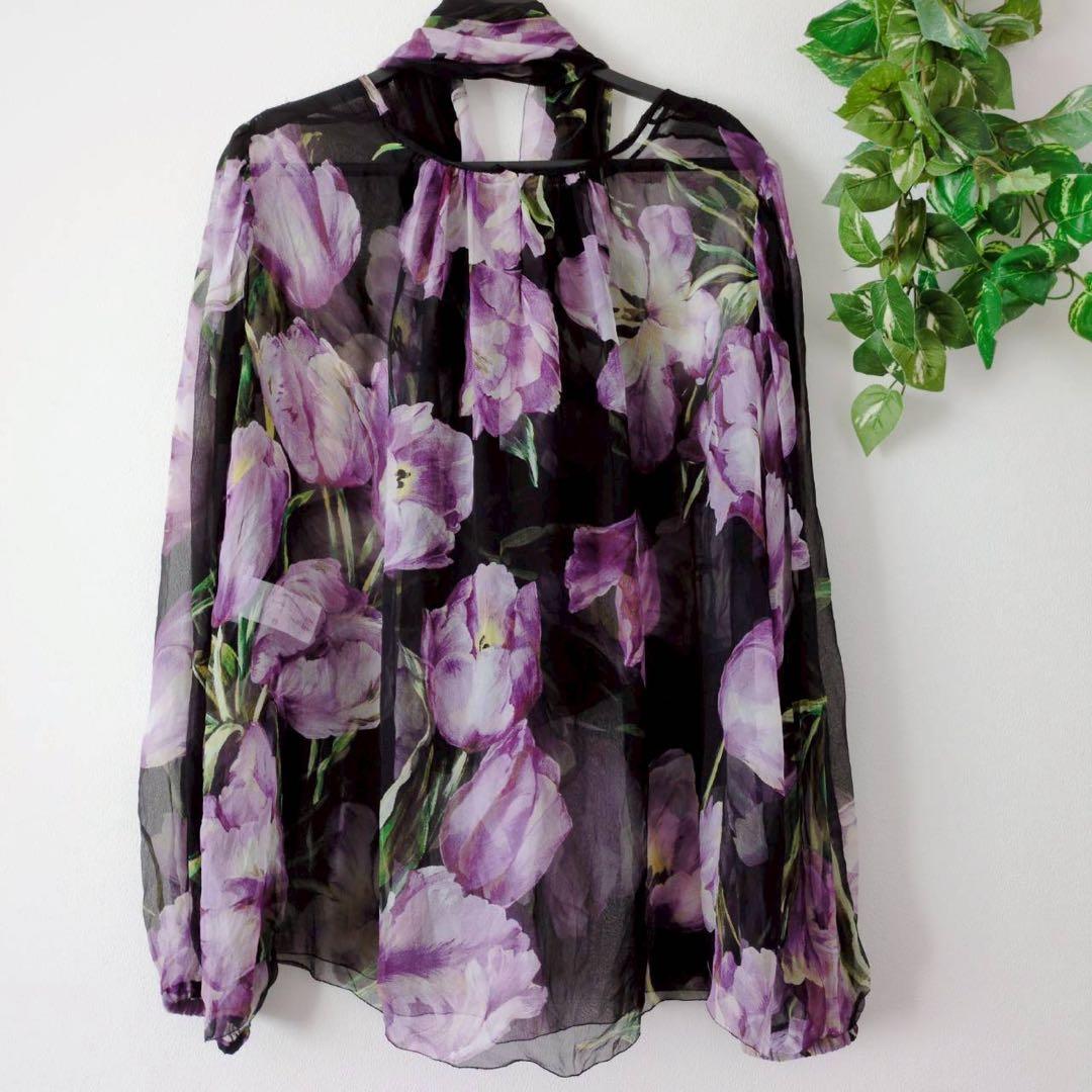 ◾︎希少◾︎ ドルチェ&ガッバーナ シルクボウタイブラウス チューリップ 花 2XL