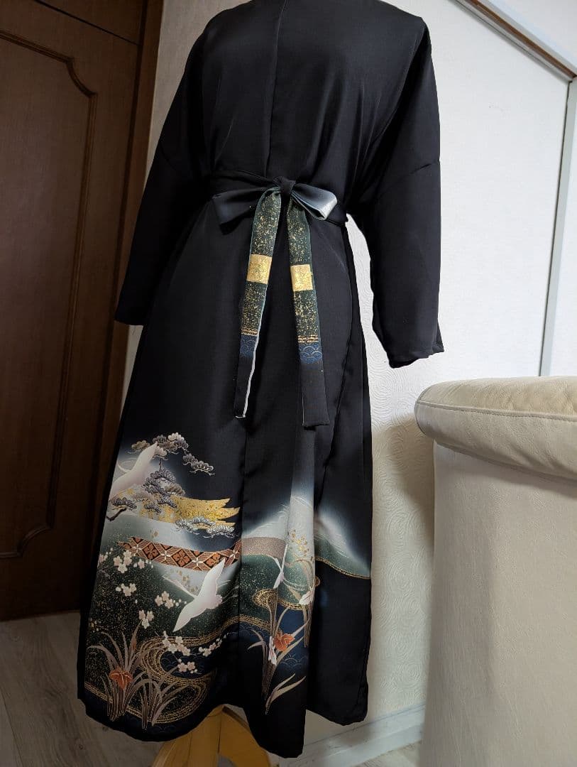 留袖ドレス着物リメイクロングワンピースМ〜Ｌ絹結婚式やパーティー宮参りなどに