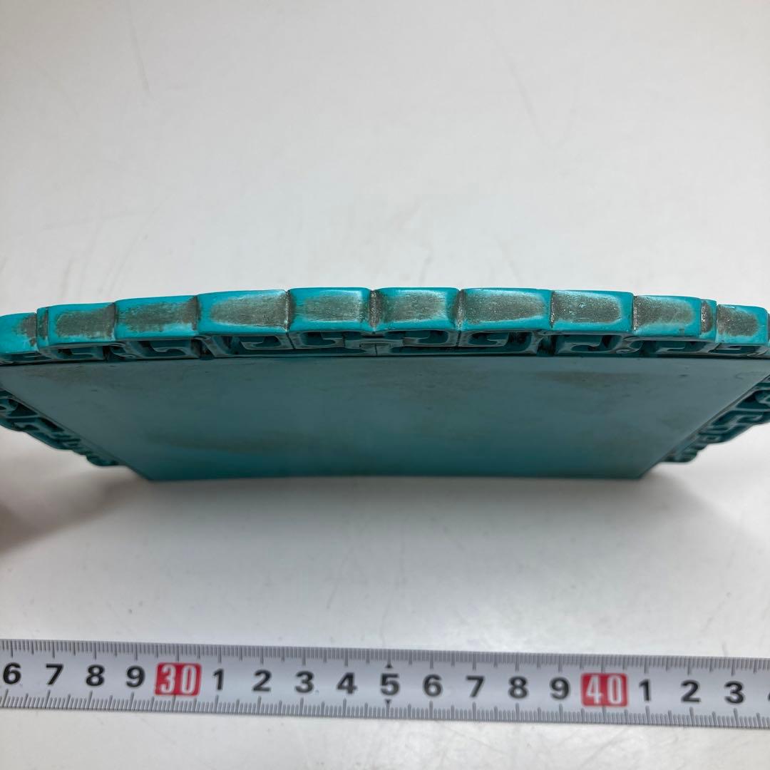 専用　中国美術　ターコイズ　漢詩文鎮屏　365g 縦11.5cm 横15.2cm