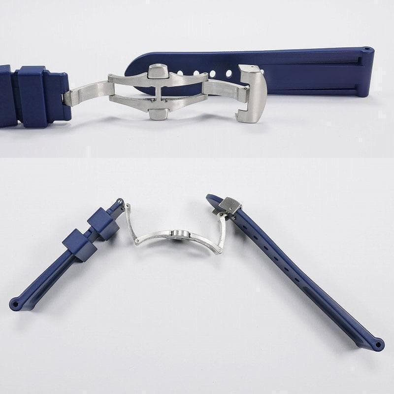 【ロゴ有り】互換ラバーベルト 24mm Ｄバックル付き ネイビー