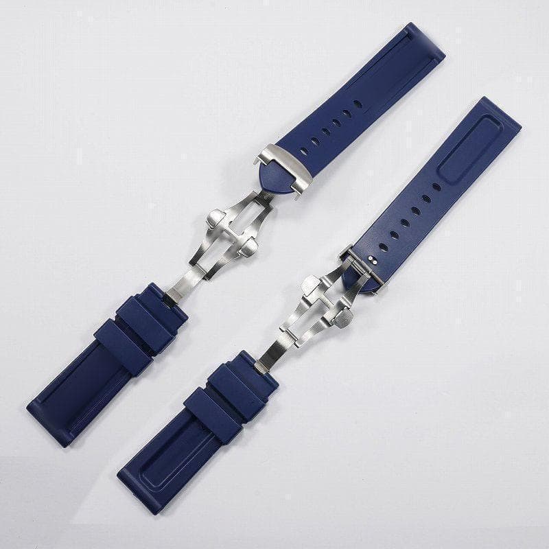 【ロゴ有り】互換ラバーベルト 24mm Ｄバックル付き ネイビー