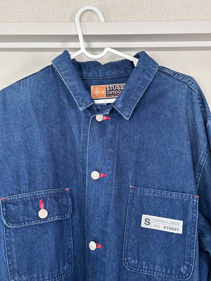 デニムジャケット90's STUSSY blue denim coverall