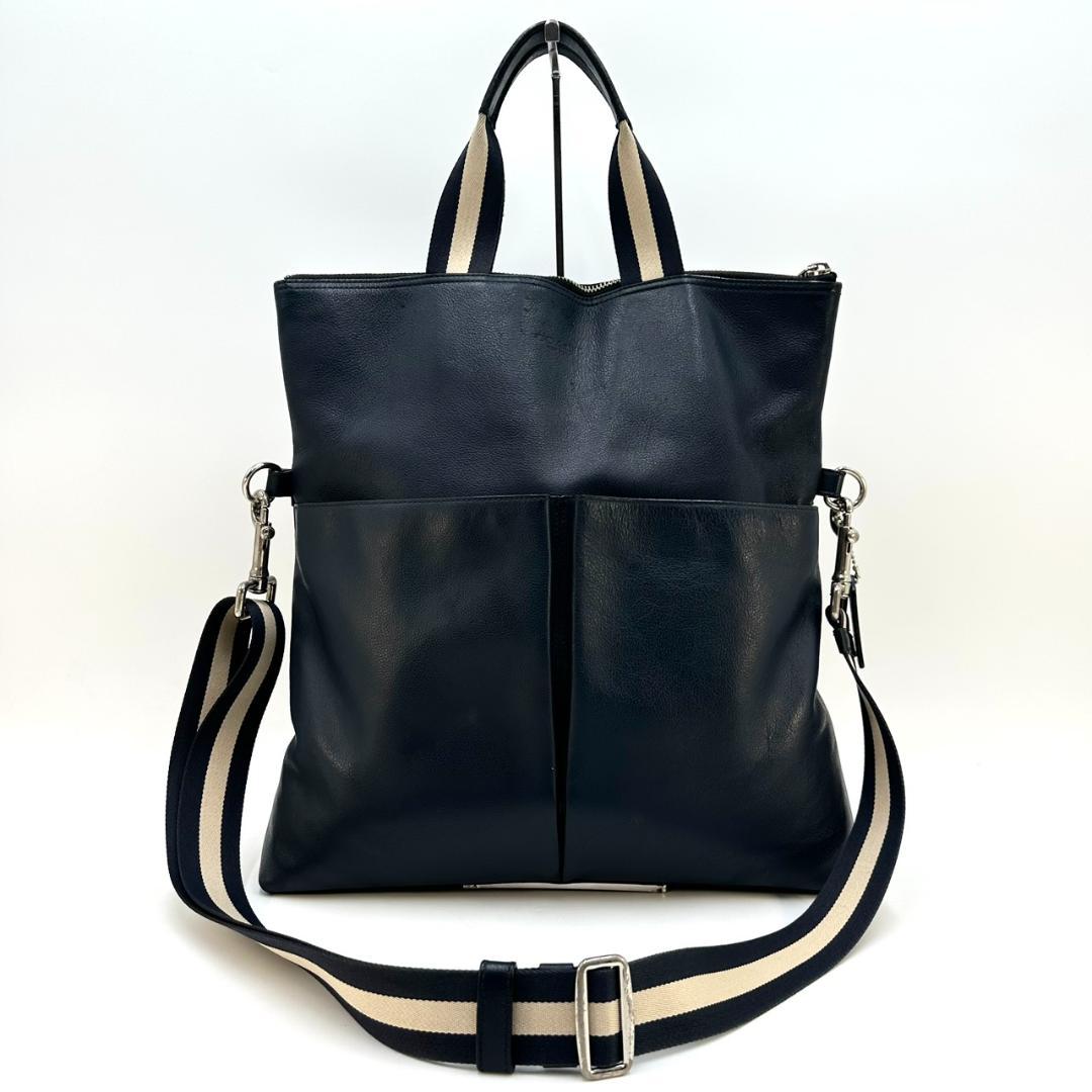 COACH コーチ チャールズ フォールドオーバー 2way トートバッグ 濃紺
