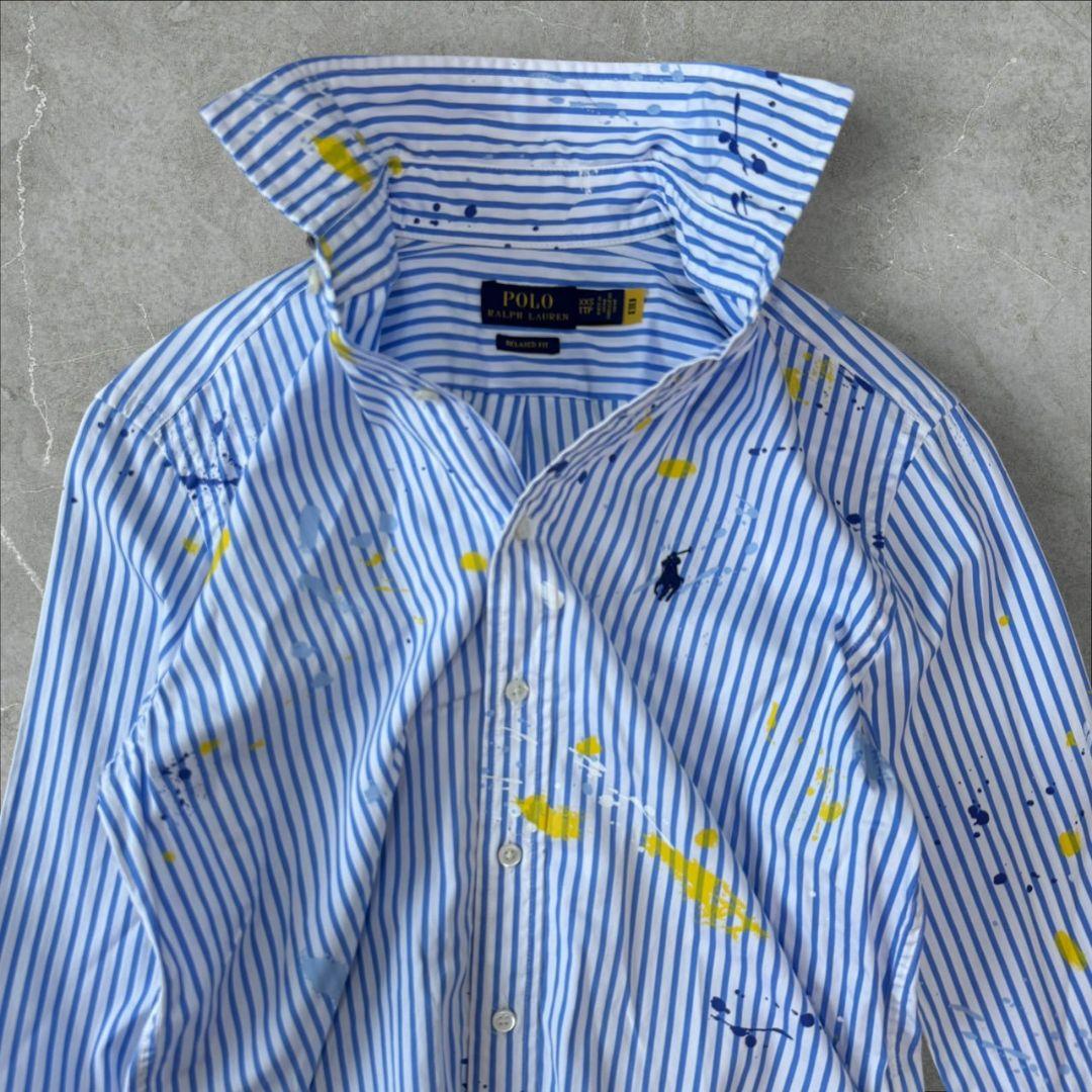 新品 RALPH LAUREN ラルフローレン ストライプ シャツ ペイント