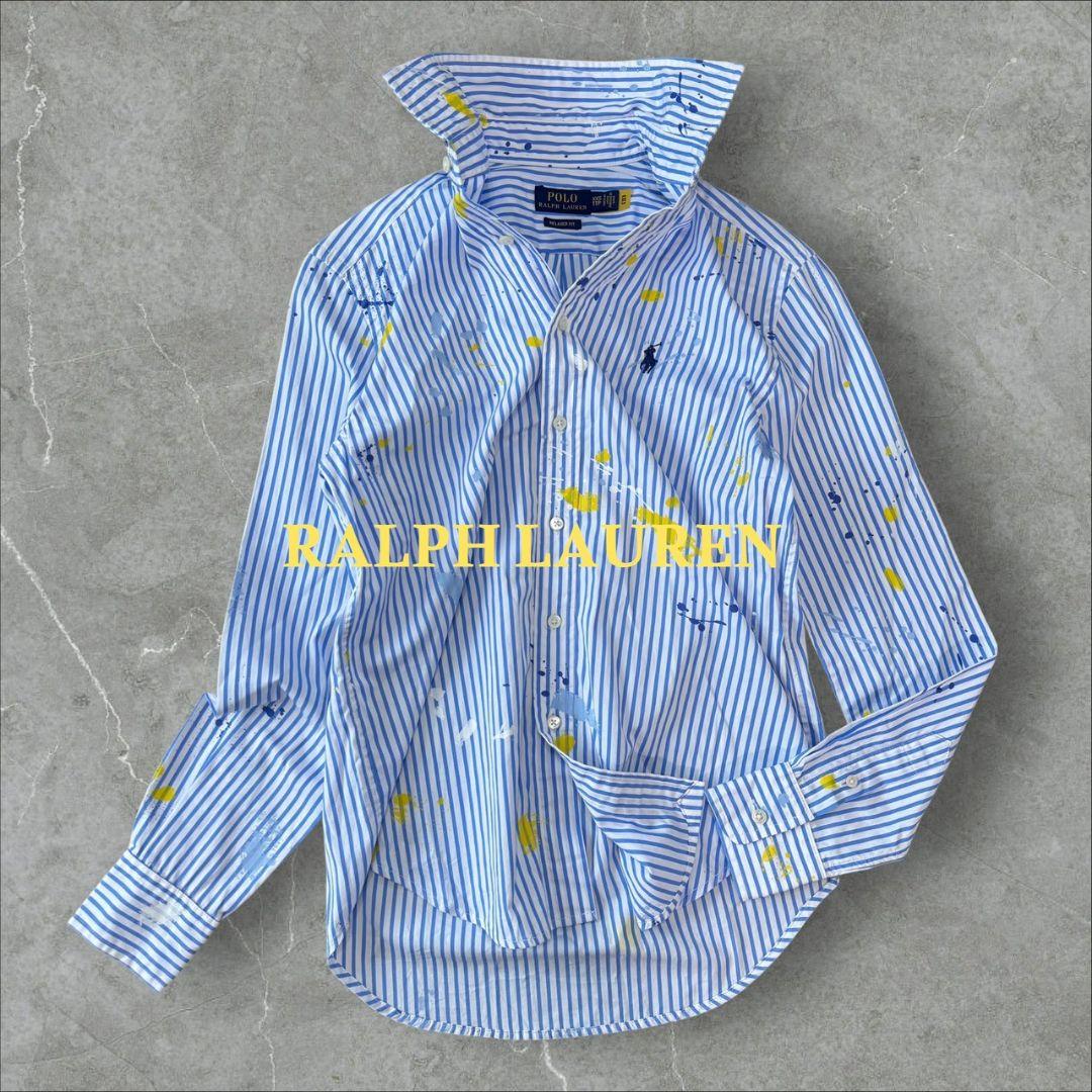 新品 RALPH LAUREN ラルフローレン ストライプ シャツ ペイント