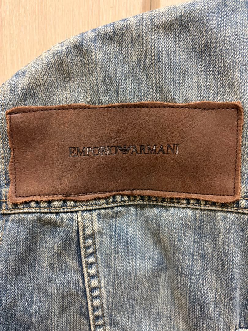 EMPORIO ARMANI デニムジャケット インディゴ加工 レザーパッチ