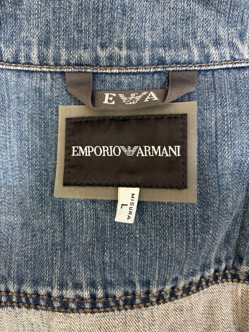 EMPORIO ARMANI デニムジャケット インディゴ加工 レザーパッチ