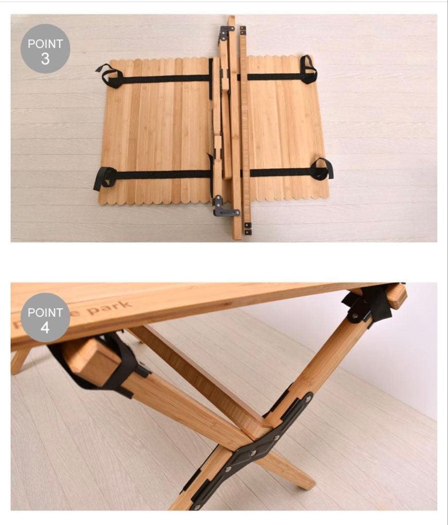 【美品】ピースパークPeaceParkテーブル　ポータブルバンブー