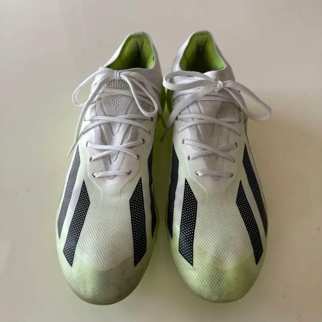 adidas ホワイト/グリーン サッカー　スパイクシューズ　28.5cm