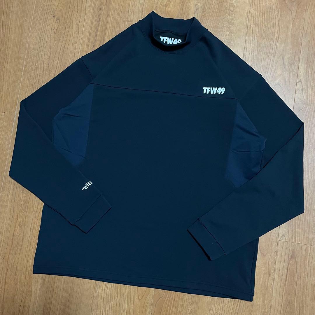 定価3万　TFW49 モックネック　ロングTシャツ ブラック　XL ゴルフ