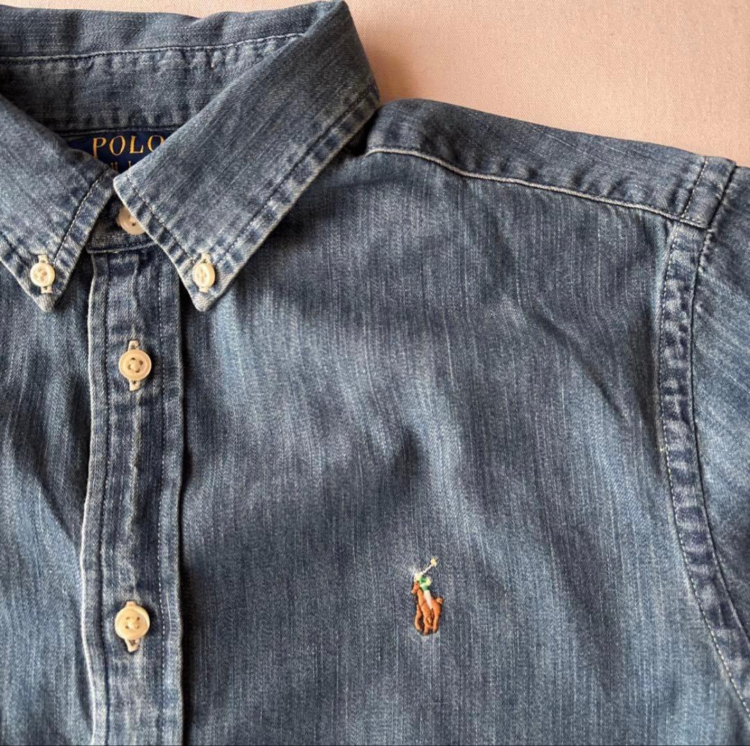 B374新品Polo Ralph Laurenシャンブレーシャツ長袖デニム(M)