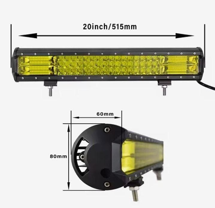 イエロー 52cm 288W LEDワークライト 14400lm 12V/24V