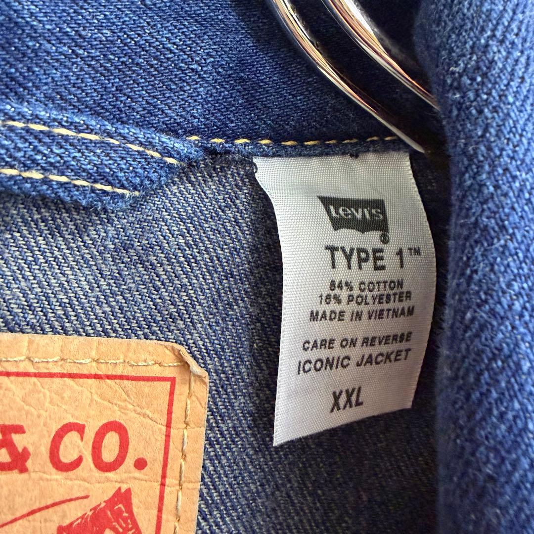 ビッグサイズ！Levi's デニムジャケットTYPE1 ダークブルー　XXL