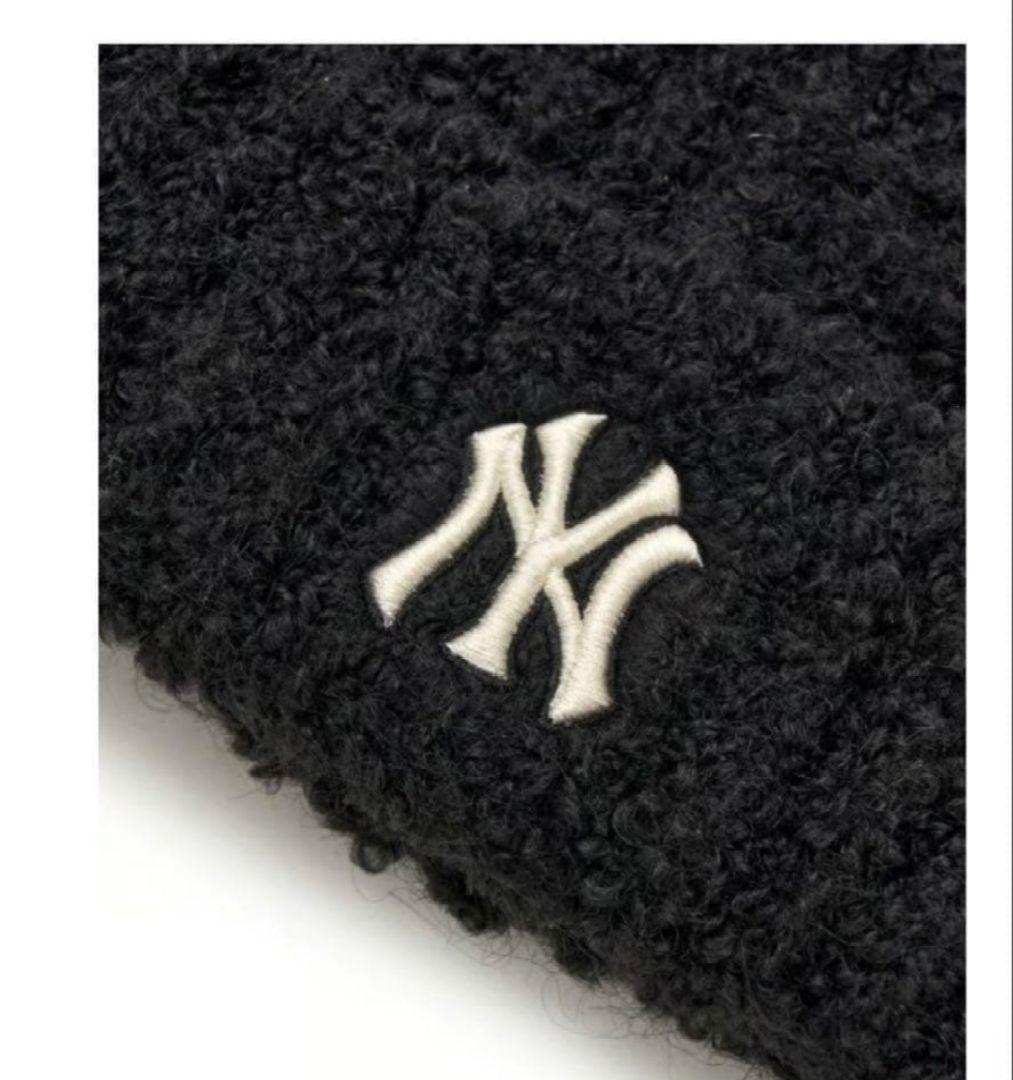 新品　MLB　KOREA-フワモコ　ビーニー【猫耳ビーニー】紐なし