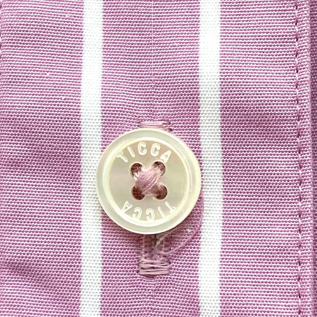 美品　ティッカ　ストライプシャツ　ピンク　ソメロス社　バックスリット