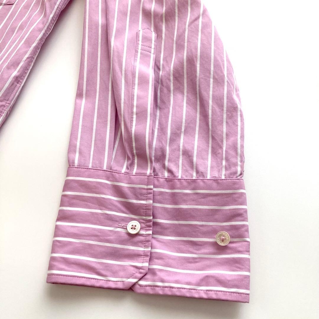 美品　ティッカ　ストライプシャツ　ピンク　ソメロス社　バックスリット