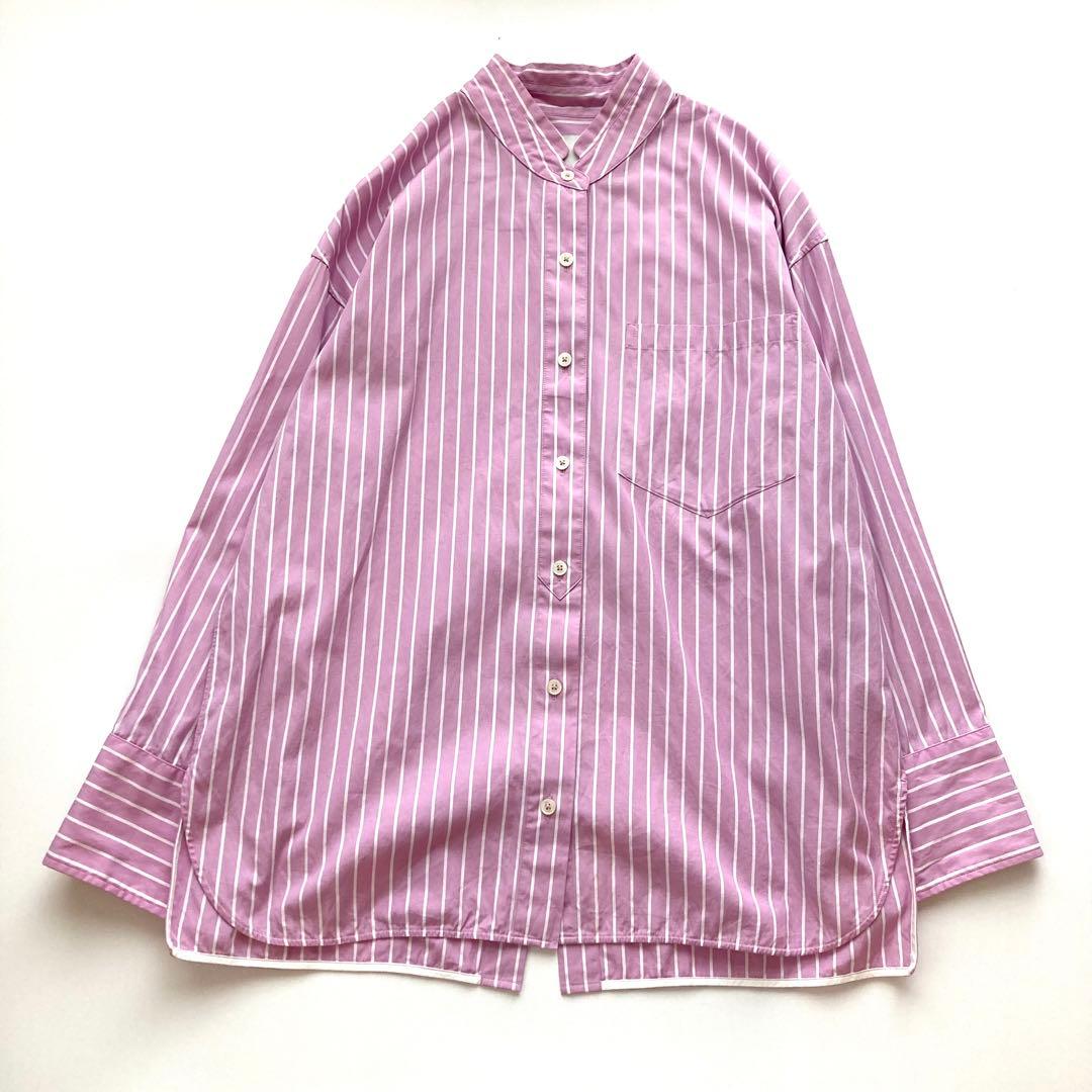 美品　ティッカ　ストライプシャツ　ピンク　ソメロス社　バックスリット