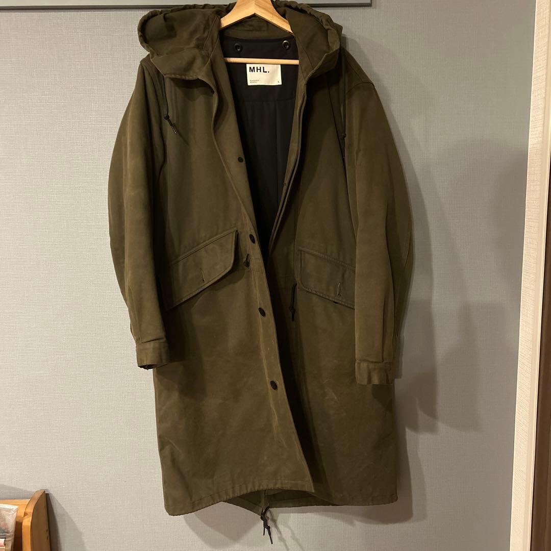 MHL. 中綿ライナー付き ステンカラーコート カーキ