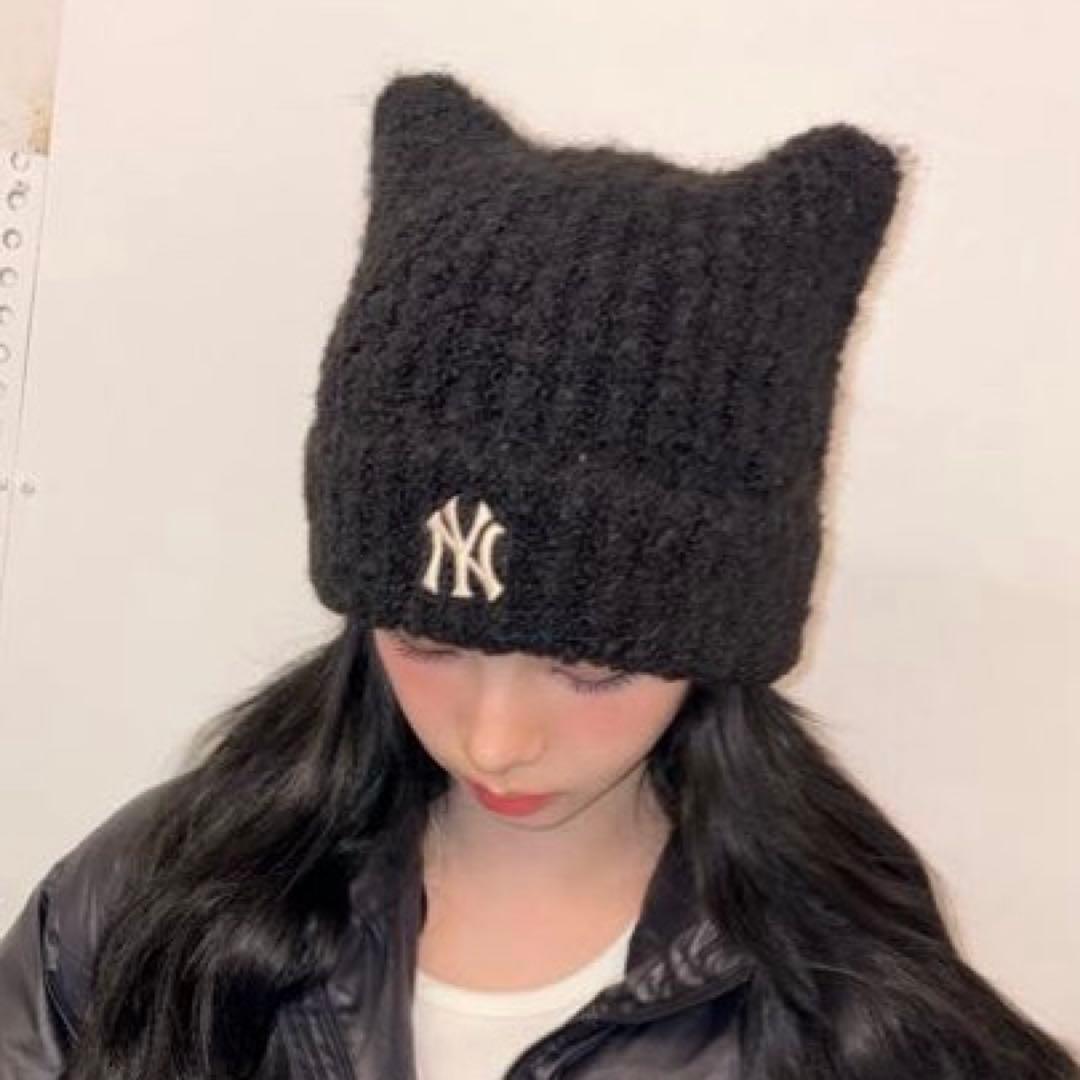 ま*こ様 MLB KOREA 猫耳 ビーニー 新品未開封 韓国限定 カリナ着用