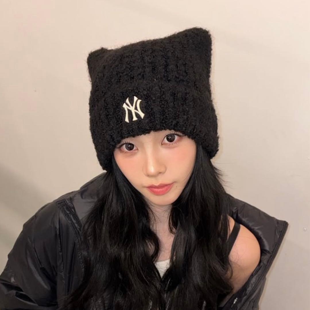 ま*こ様 MLB KOREA 猫耳 ビーニー 新品未開封 韓国限定 カリナ着用