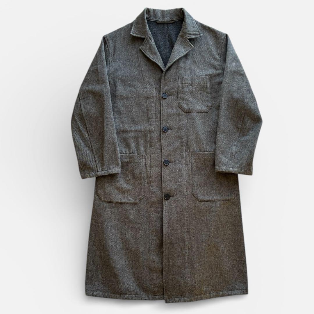 J.S STEAD ショップコート L 黒シャン ごま塩