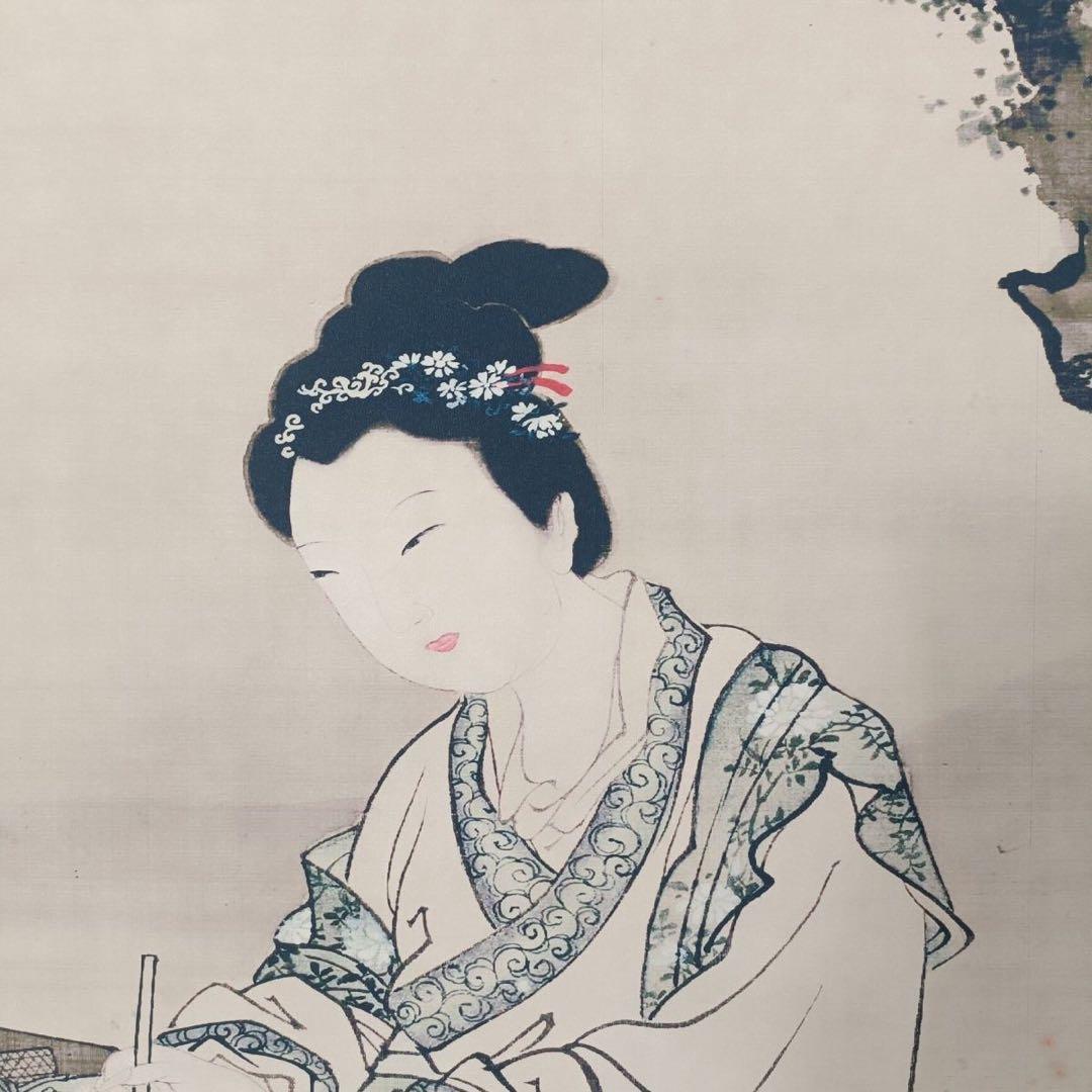 唐寅 仕女図 三尺中堂 掛け軸｜中国美人画