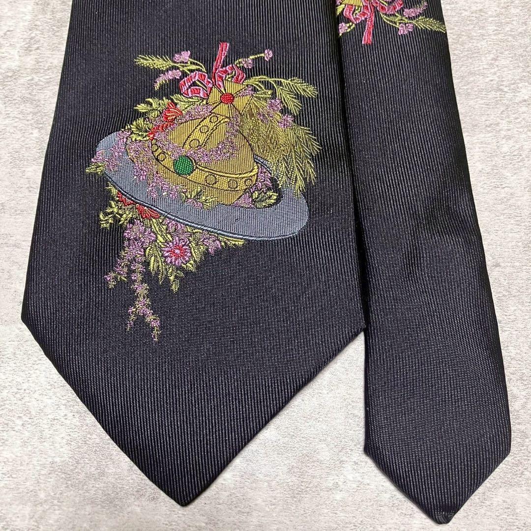 美品　ヴィヴィアンウエストウッド　ネクタイ　ソリッド　無地　オーブ刺繍　ブラック