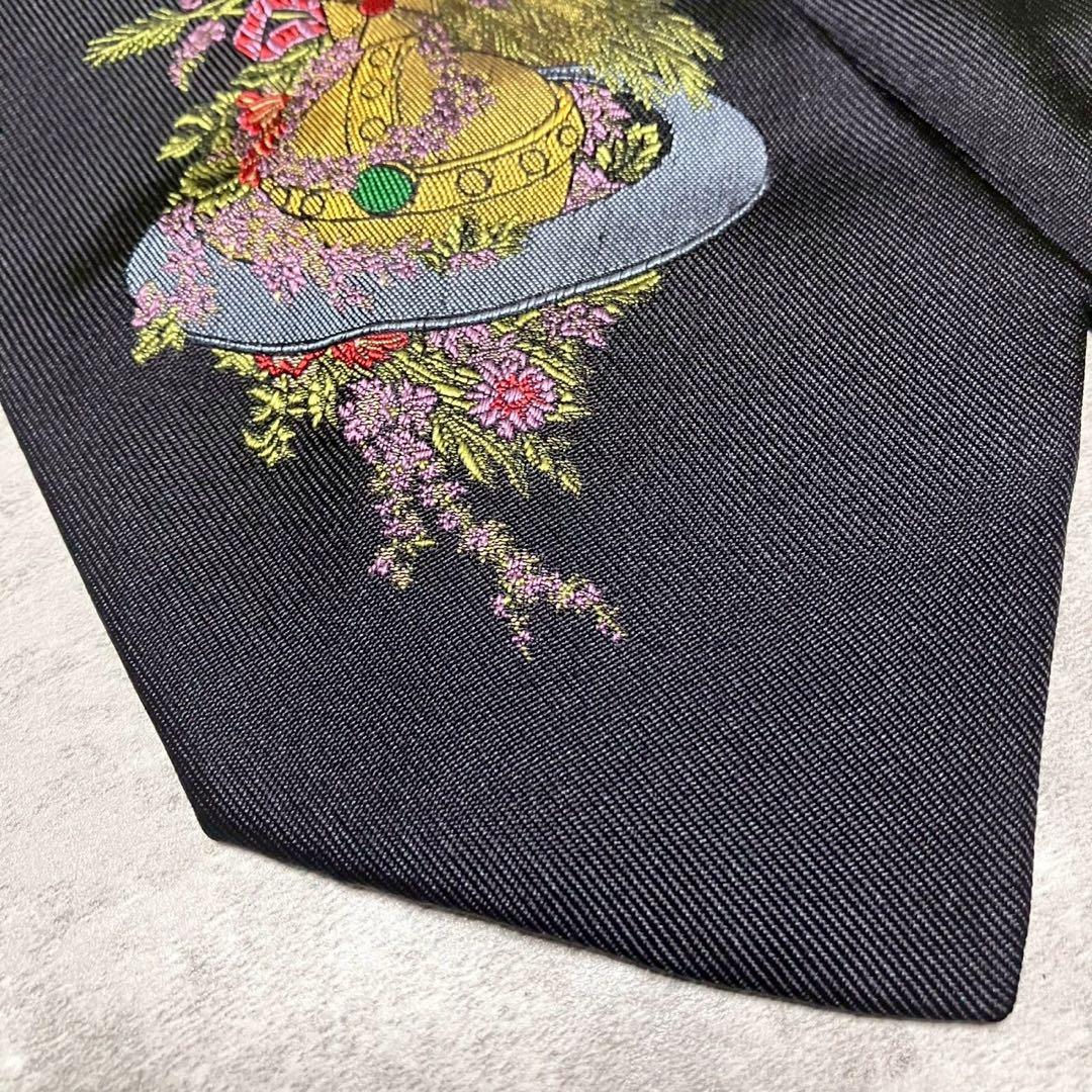 美品　ヴィヴィアンウエストウッド　ネクタイ　ソリッド　無地　オーブ刺繍　ブラック