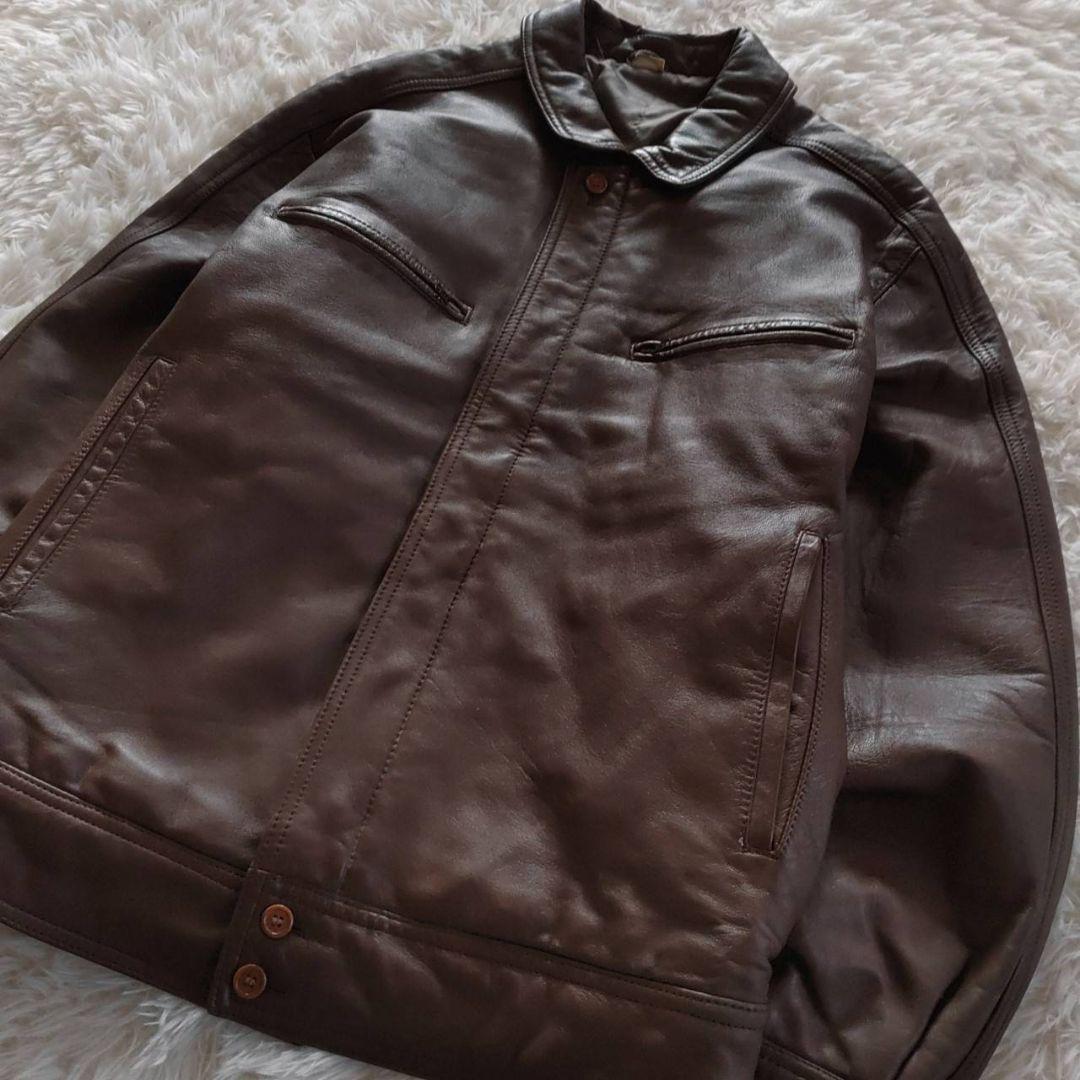 DURBAN 羊革 中綿 レザーブルゾン レザージャケット トラッカージャケット