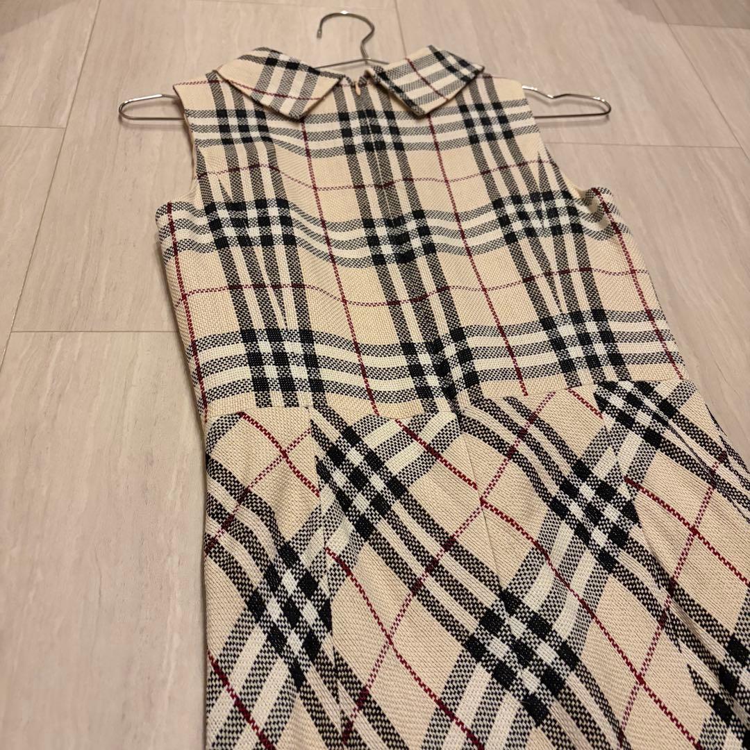 【美品】 BURBERRY ノバチェックノースリーブ ワンピース 38 M 襟付